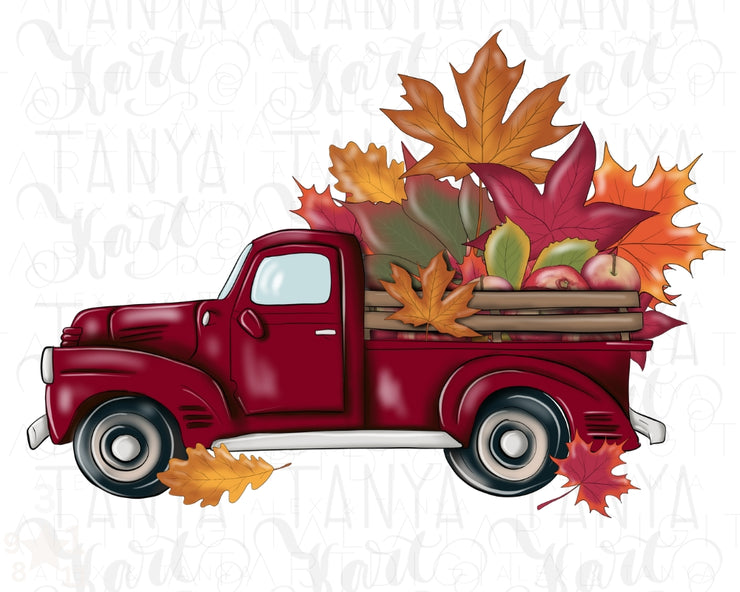 Red Fall Truck Png Digital Download for Sublimation