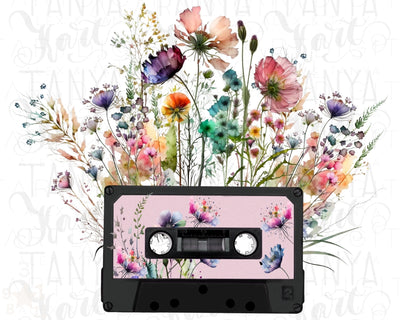 Retro Music Tape PNG Digital Download | Wildflowers Png