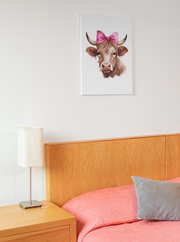 Cow with Pink Bow: Farm Animal Sublimation Design