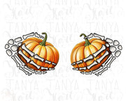 Skeleton Hands with Pumpkins Png Sublimation Design