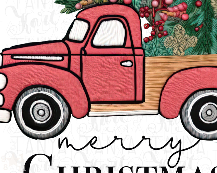 Merry Christmas Red Truck Png Instant Download