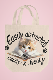 Easily Distracted By Cats And Books Png Instant Download, White Cat On Books