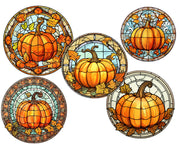 Fall Pumpkins Stained Glass Clipart