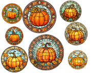 Fall Pumpkins Stained Glass Clipart