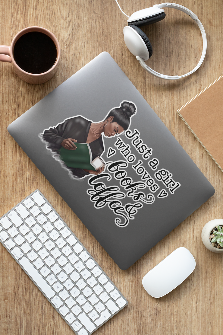 Just a Girl Who Loves Books and Coffee Png for Sublimation, Black Girl Reading Png Instant Download