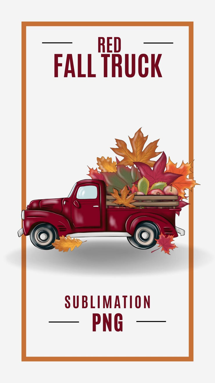 Red Fall Truck Png Digital Download for Sublimation