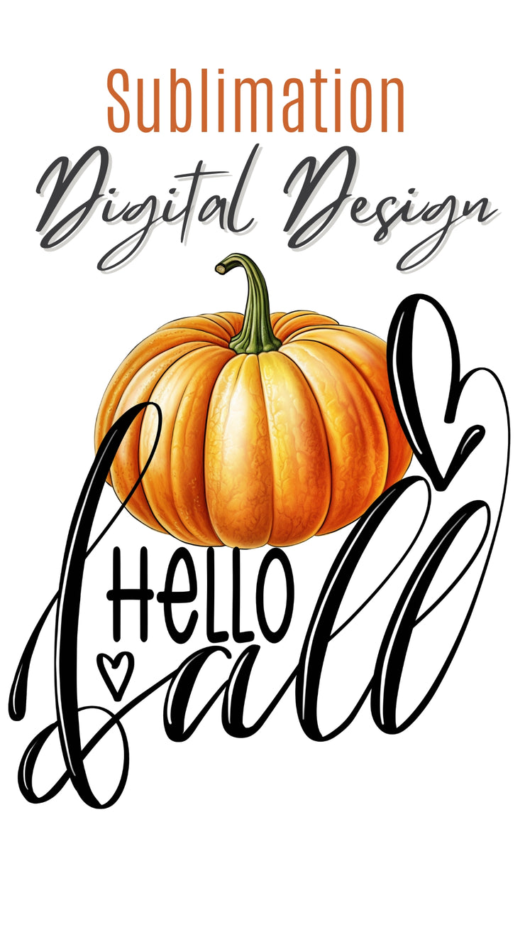 Pumpkin Hello Fall Png Sublimation Design