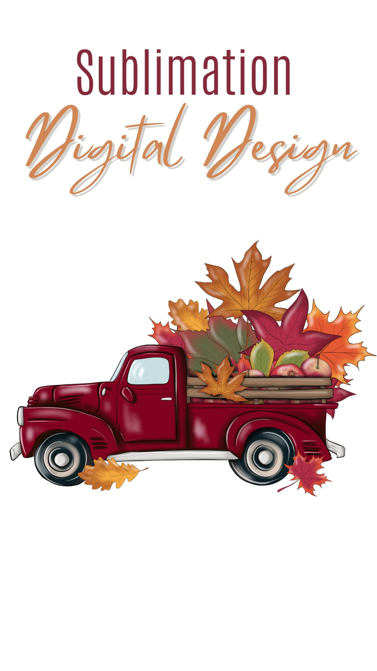 Red Fall Truck Png Digital Download for Sublimation