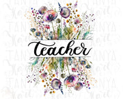 Wildflower Teacher Png Digital Download Sublimation Designs