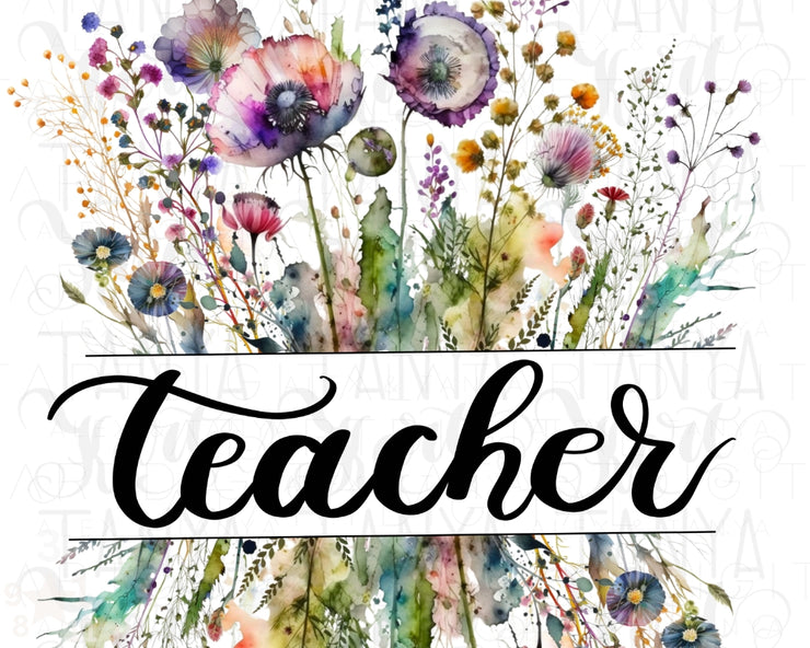 Wildflower Teacher Png Digital Download Sublimation Designs