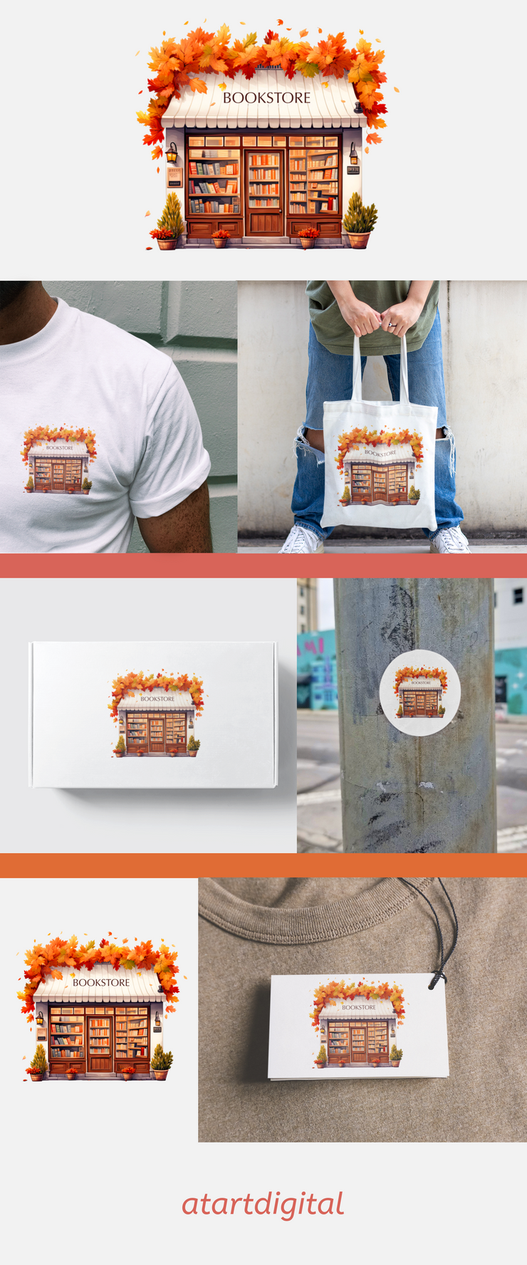 Cozy Autumn Bookstore PNG Sublimation