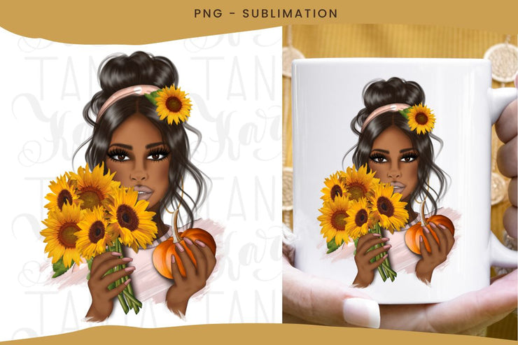 African American Sunflowers Girl