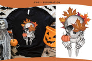 Sublimation Design | Scull With Leaves | Halloween Png