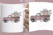 Truck With Flowers | St Valentines Day | Light Pink