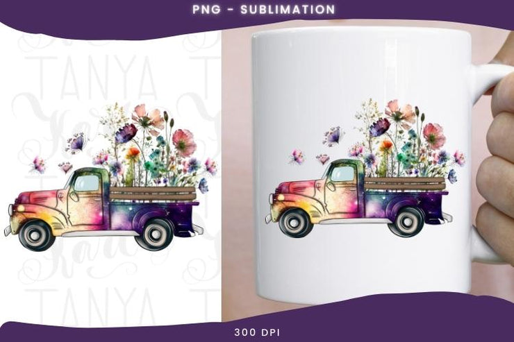 Wildflower Truck | Sublimation Download | Digital File