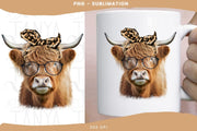 Cow With Glasses Png Farm Sublimation