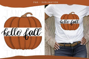 Hello Fall Hand Drawn Pumpkin Painting Design