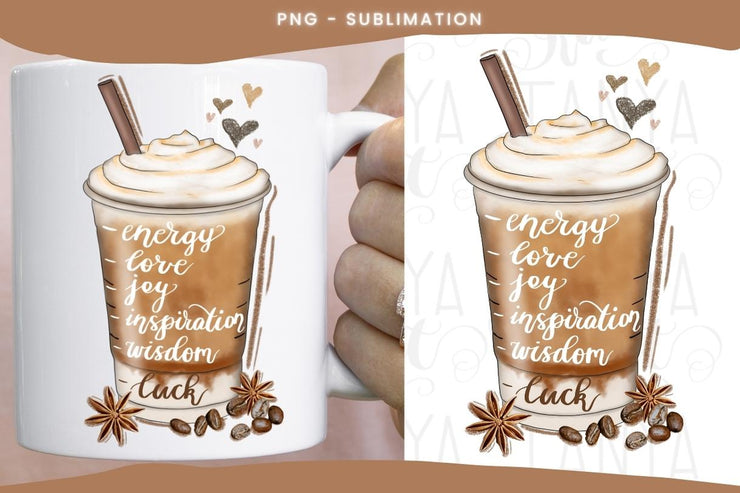 Coffee Quote | Digital Sublimation | Hand Drawn Png