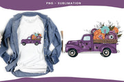 Purple Fall Old Truck Fall Sublimation Thanksgiving Png