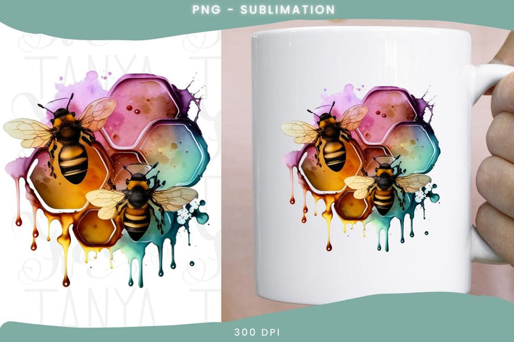 Watercolor Bee | Sublimation File | Bee Digital Download