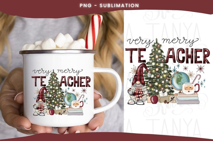 Very Merry Teacher, Digital Download, Sublimation Designs