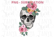 Scull Pink Flowers | Sublimation Graphics