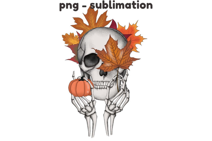 Sublimation Design | Scull With Leaves | Halloween Png