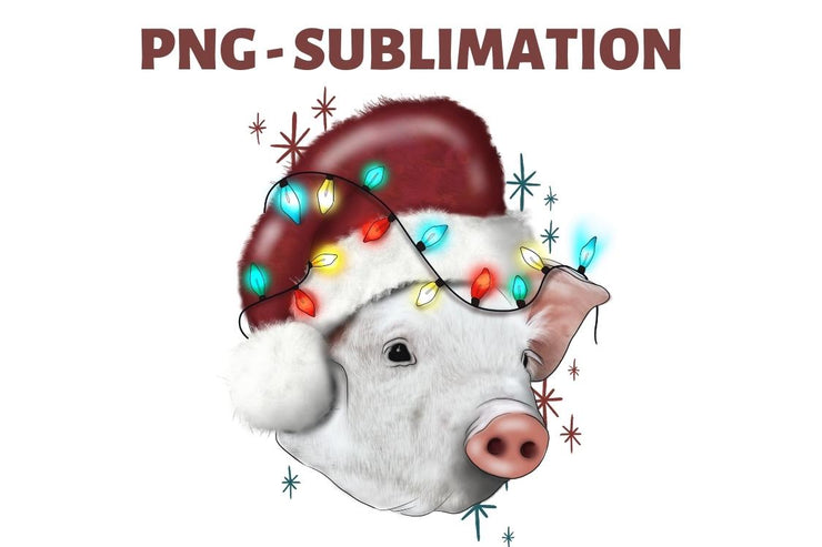 Christmas Pig | Sublimation Artwork | Holiday Illustration