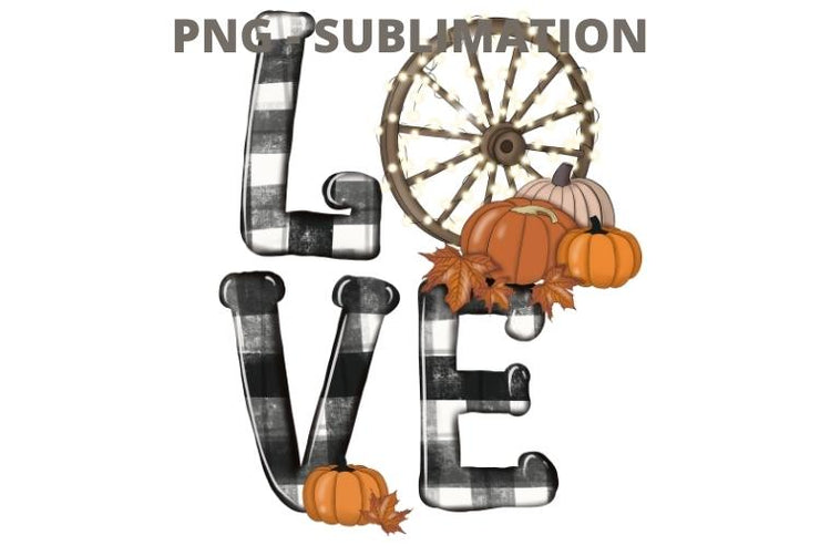 Love Fall Yall Png Autumn Pumpkin Buffalo Plaid Sublimation