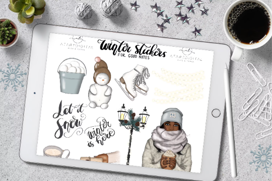 WINTER KIT | GOODNOTES STICKERS | AFRICAN AMERICAN