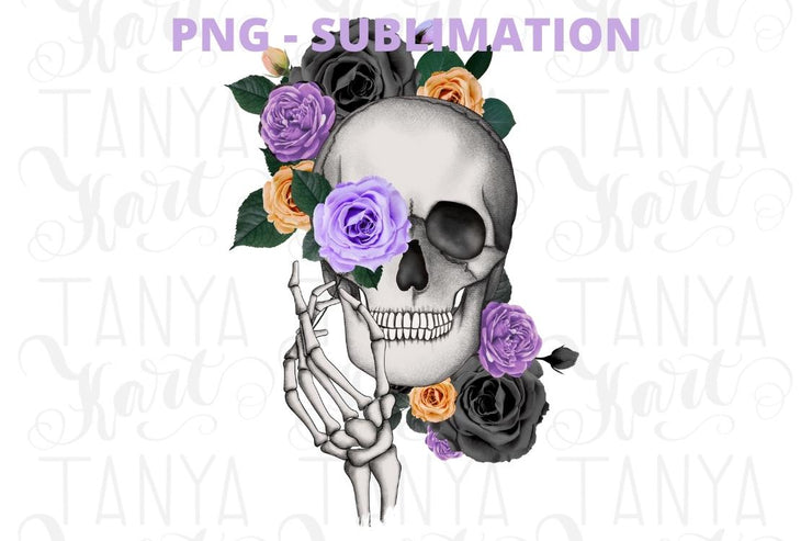 Scull With Flowers, Sublimation Graphics