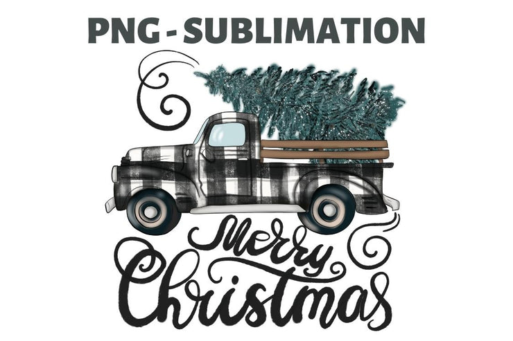 Truck Sublimation | Buffalo Plaid Png | Merry Christmas