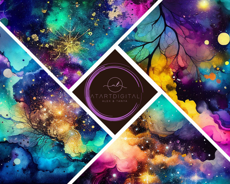 Colorful Galaxy Digital Paper Pack