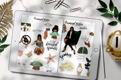 Finance Icons | Goodnotes Stickers | Dark Skin Toned