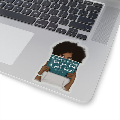 African American woman with a book Kiss-Cut Sticker