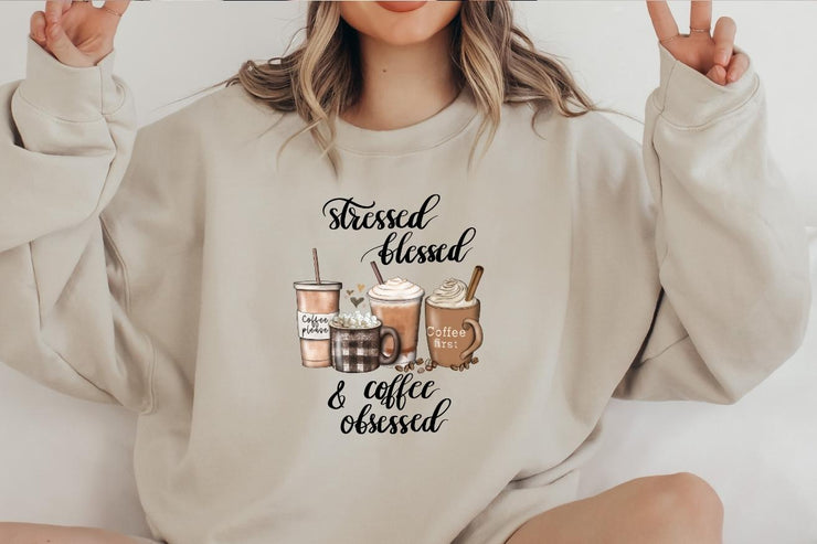 Stressed Blessed And Coffee Obsessed | Coffee Illustrations