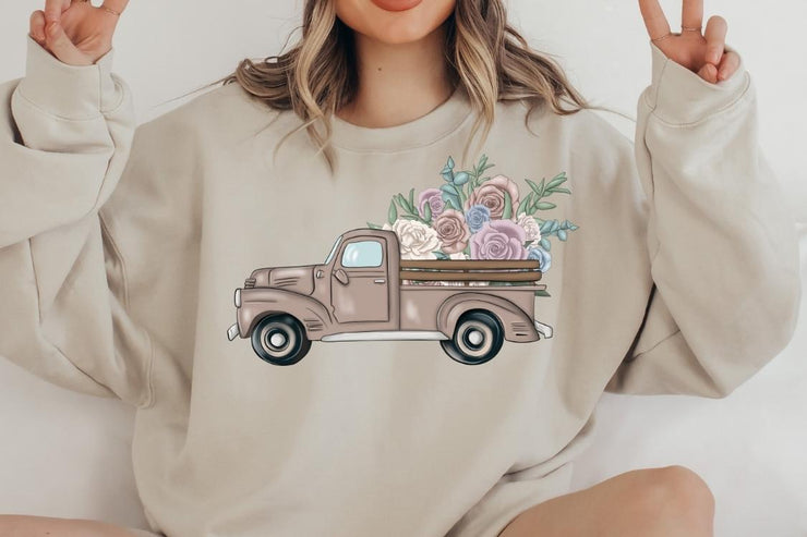 Truck With Roses | Pick Up Truck Png | Summer Floral