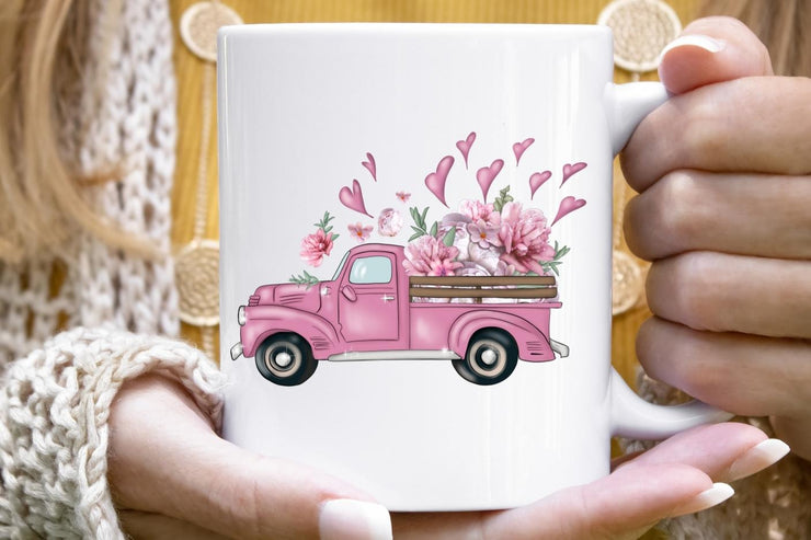Car With Hearts | Truck With Flowers | Digital Png File