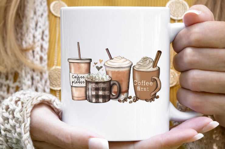 Brown Coffee Cups | Hand Drawn | PNG Digital Download