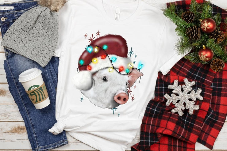 Christmas Pig | Sublimation Artwork | Holiday Illustration