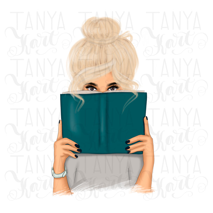 Book Lover Png | Bookish Blonde Woman