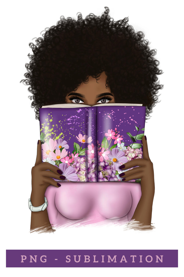 Afro Girl Illustration | Floral Reading