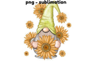 Gnome With Sunflowers| Png File | For Sublimation