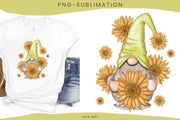 Gnome With Sunflowers| Png File | For Sublimation