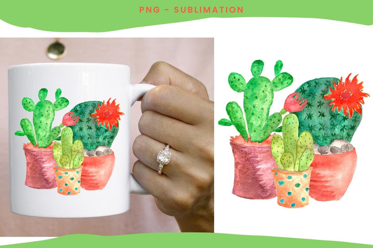 Watercolor Cactus | Sublimation Design