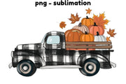 Buffalo Plaid Truck | Sublimation Designs | With Pumpkins