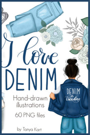 I Love Denim Hand-Drawn Clipart