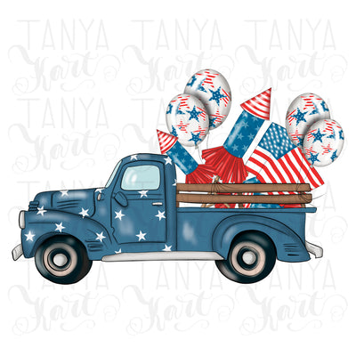 Truck With Fireworks | USA Flag Sublimation