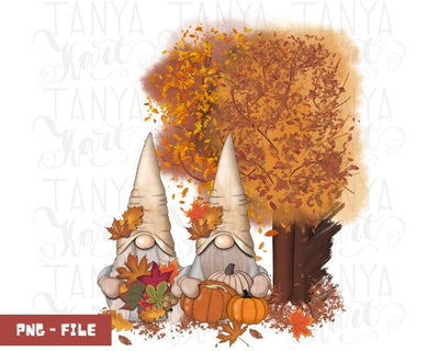 Gnomes Couple | Graphic Design | Sublimation Autumn Tree