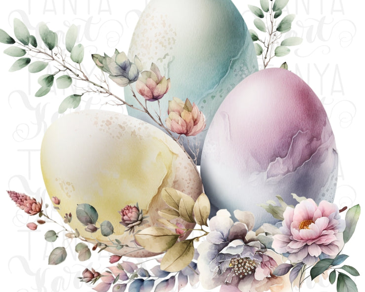 Eggs With Flowers | Happy Easter | Sublimation Png